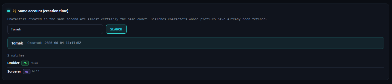 Same account matches