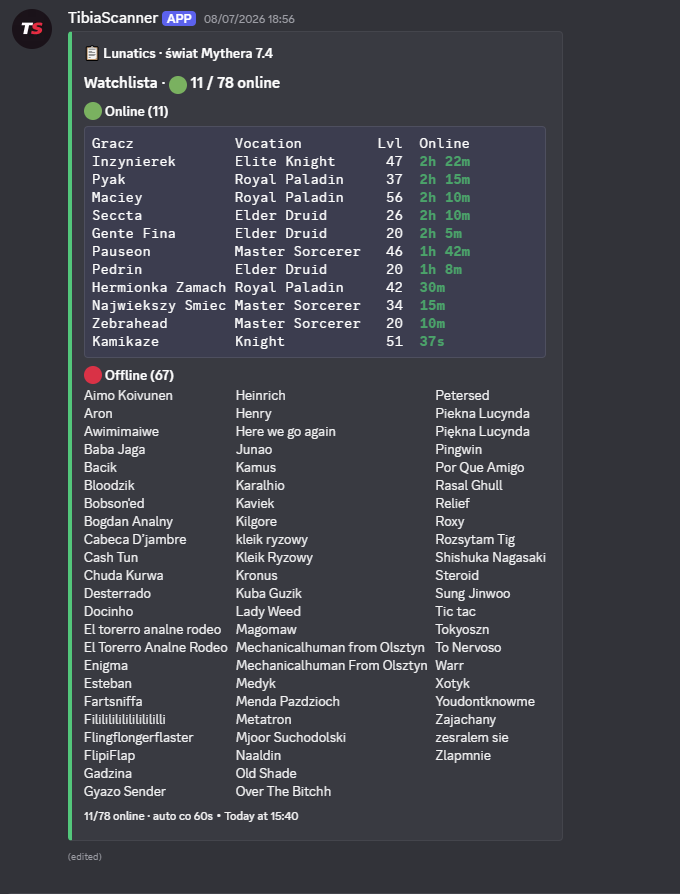Live embed in Discord