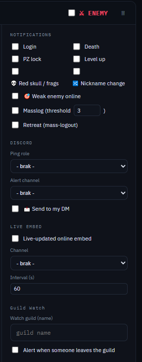 Notification options